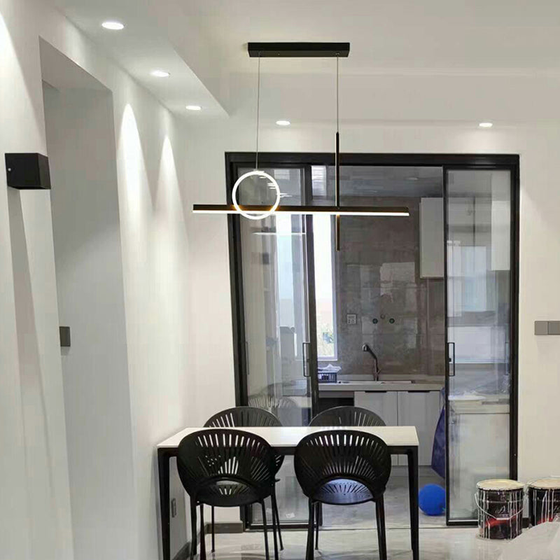 3 luces de isla lineal ligera Ideas de iluminación de isla de metal contemporánea para cocina