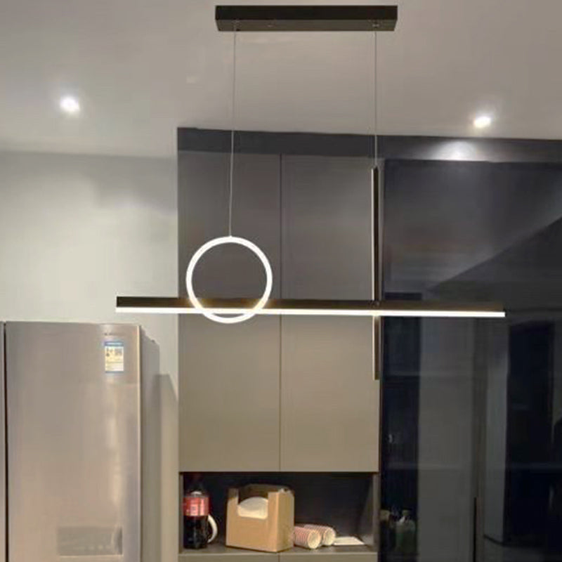 3 luces de isla lineal ligera Ideas de iluminación de isla de metal contemporánea para cocina