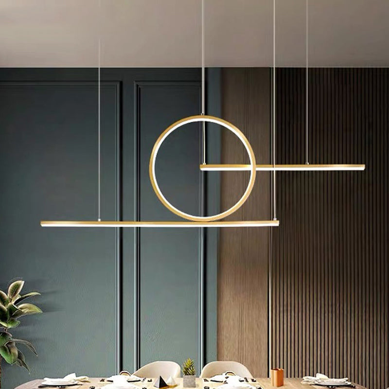 3 Light Linear Island Lights Contemporary Metal Island Light Fixture for Kitchen