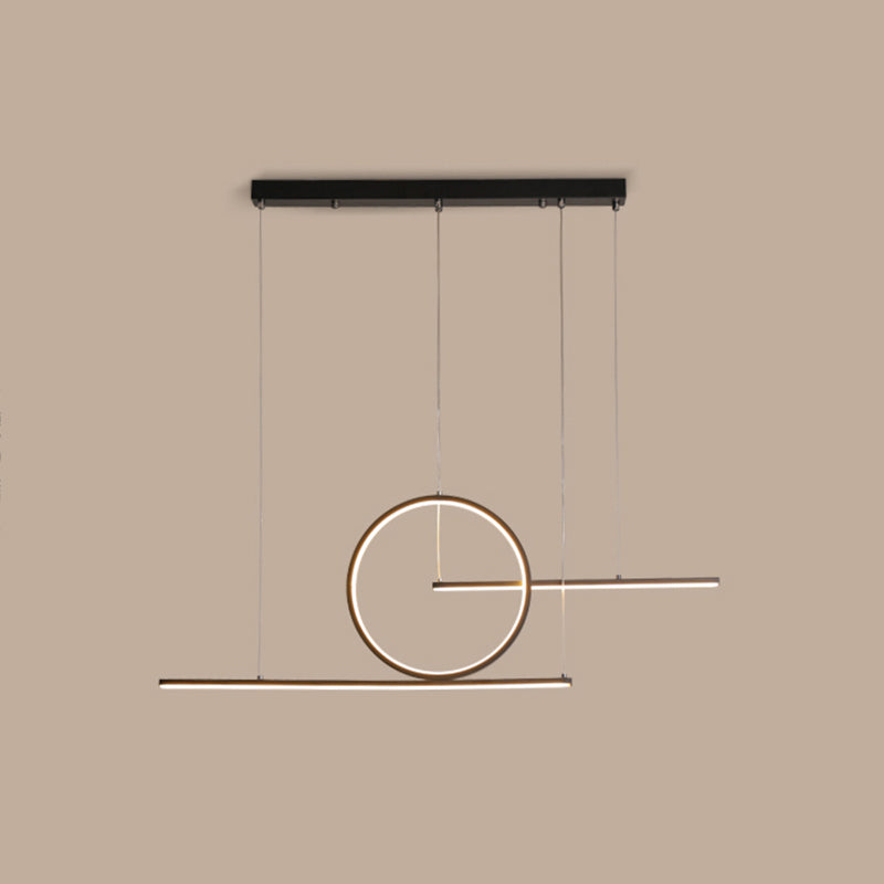 3 Light Linear Island Lights Contemporary Metal Island Light Fixture for Kitchen