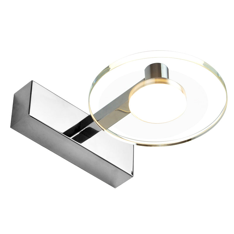 Modern Style Round LED Wall Lamp Crystal 1 Light Mirror Wall Lighting Ideas