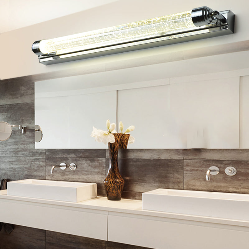 Sombra lineal de 1 luces mate de pared moderno espejo de cristal espejo de la pared lámpara de montaje en plata