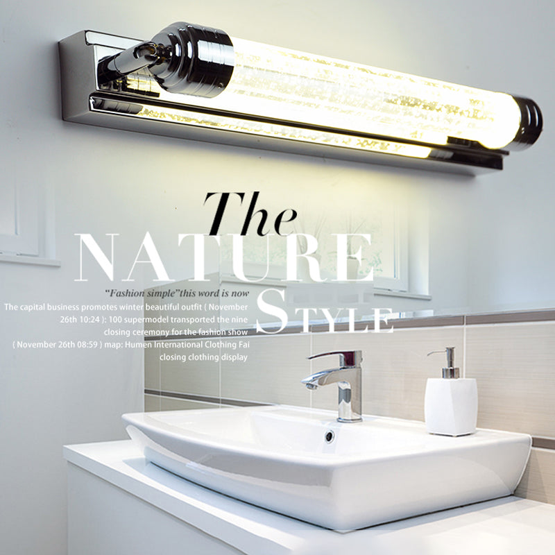 Sombra lineal de 1 luces mate de pared moderno espejo de cristal espejo de la pared lámpara de montaje en plata