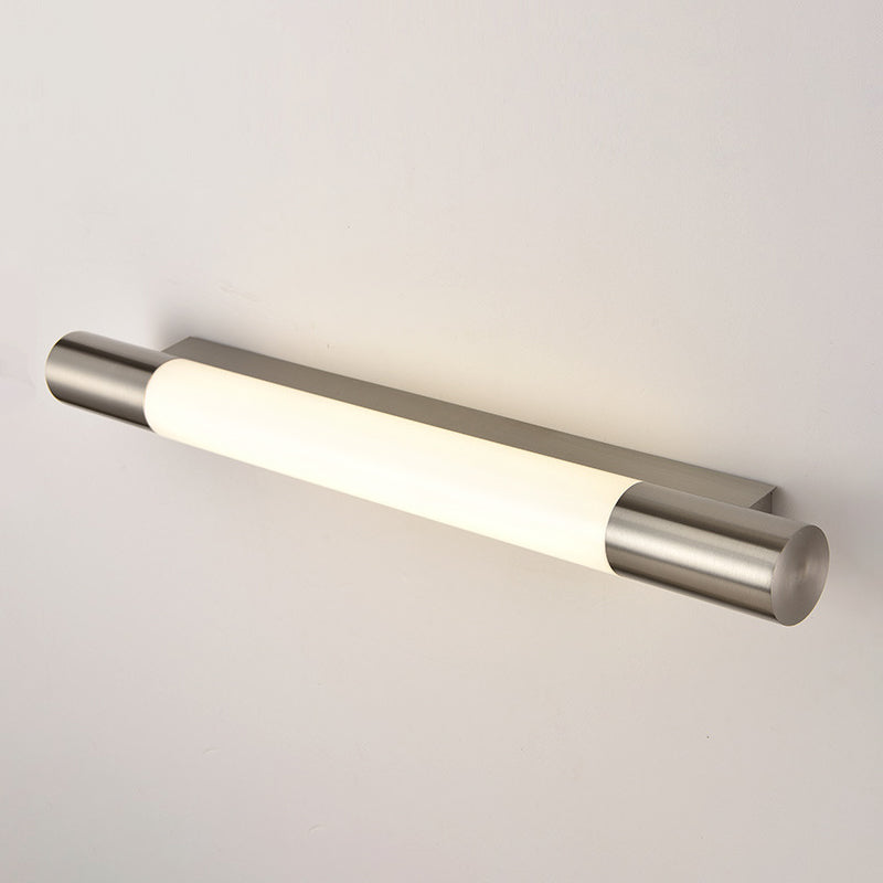 1 Light Metal Linear Wall Lighting Modern Style Mirror Wall Mount Light Fixture in Nickel