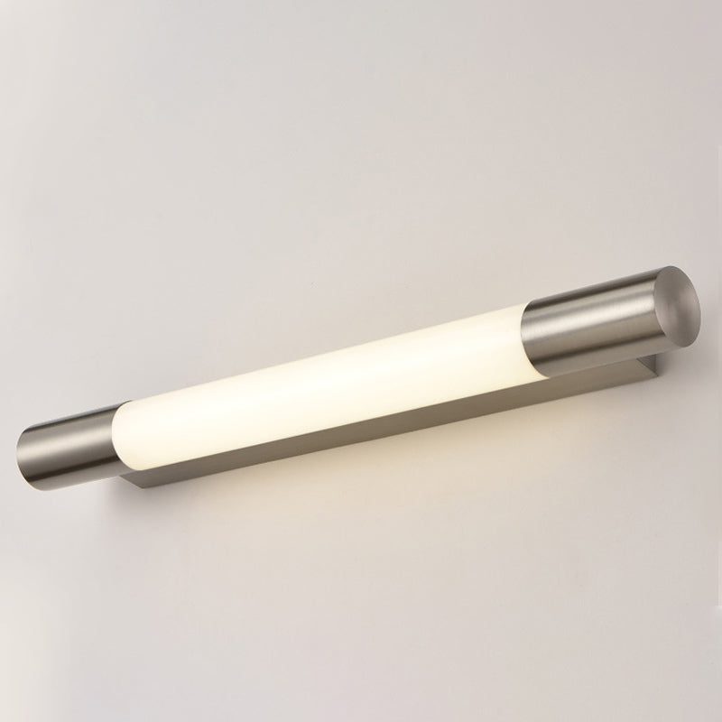 1 Light Metal Linear Wall Lighting Modern Style Mirror Wall Mount Light Fixture in Nickel