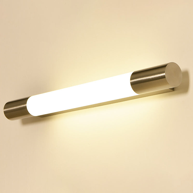 1 Light Metal Linear Wall Lighting Modern Style Mirror Wall Mount Light Fixture in Nickel