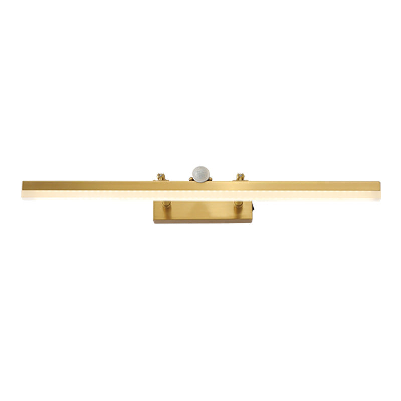 Metal Linear Shade Wall Lighting Modern 1 Light Mirror Wall Mount Light Fixture in Gold