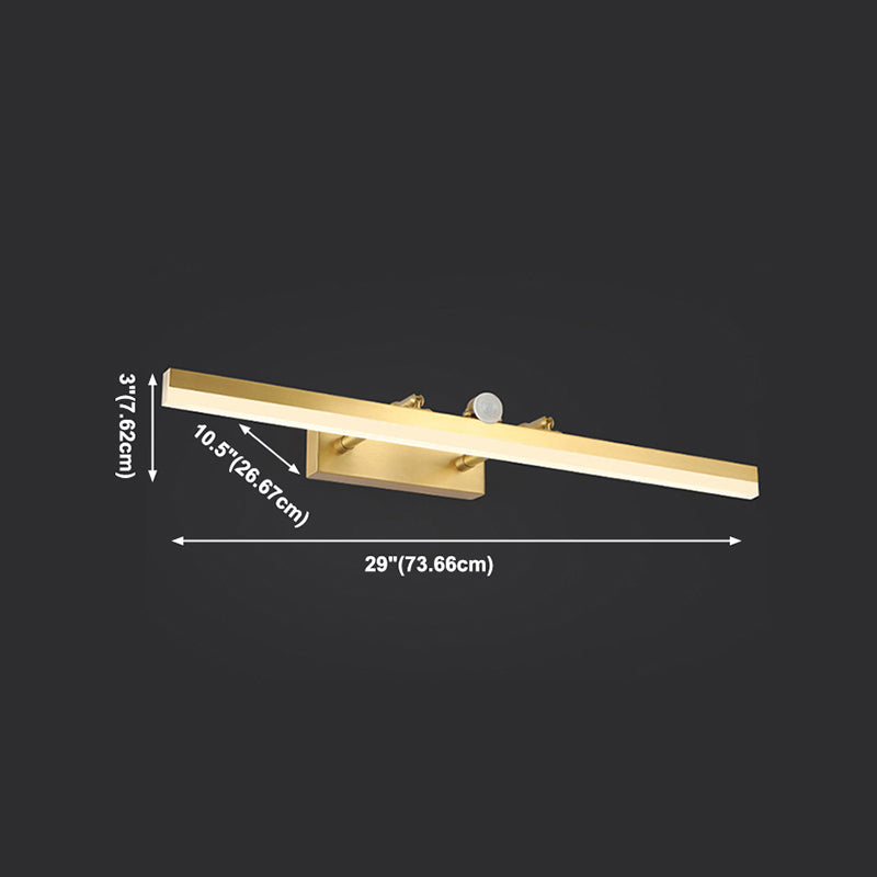 Metal Linear Shade Wall Lighting Modern 1 Light Mirror Wall Mount Light Fixture in Gold