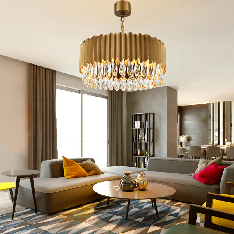 Contemporary Style Geometry Shape Chandelier Lights 9 Light Crystal Hanging Lights