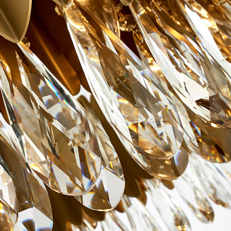 Contemporary Style Geometry Shape Chandelier Lights 9 Light Crystal Hanging Lights