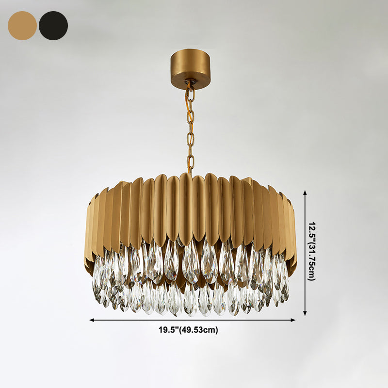 Contemporary Style Geometry Shape Chandelier Lights 9 Light Crystal Hanging Lights