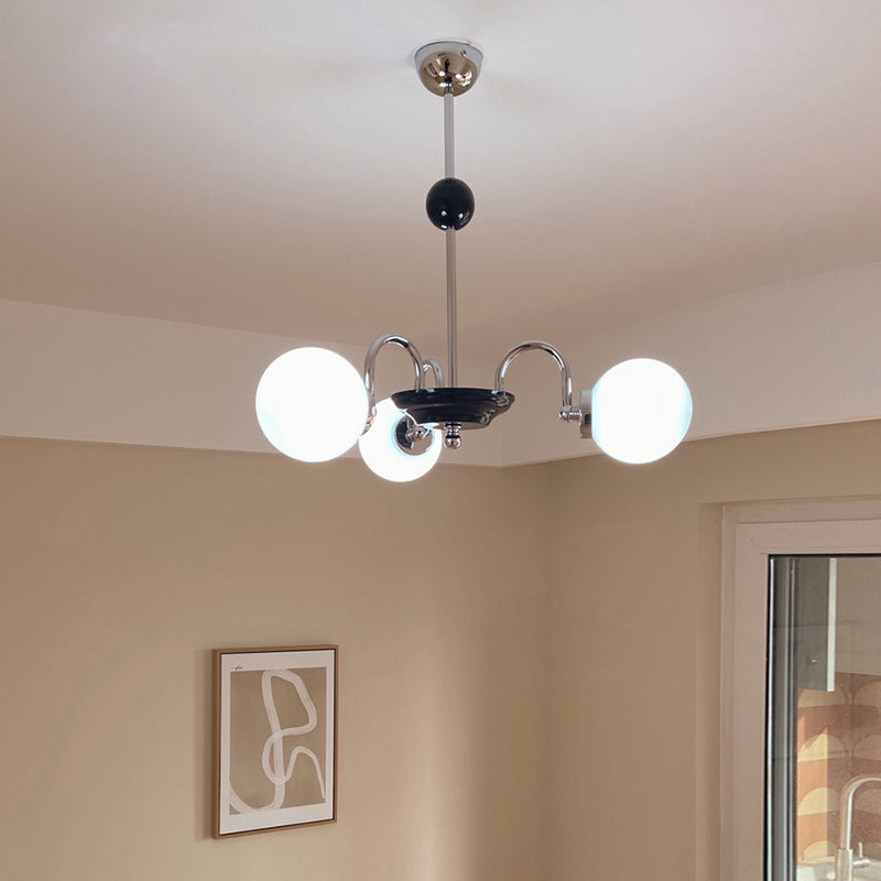 Contemporary Style Spherical Shape Chandelier Lights Glass Chandelier Lighting in Silver