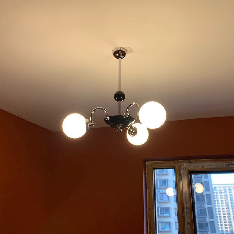 Contemporary Style Spherical Shape Chandelier Lights Glass Chandelier Lighting in Silver