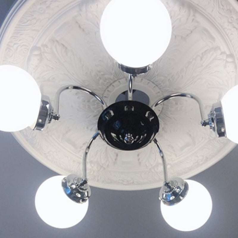 Contemporary Style Spherical Shape Chandelier Lights Glass Chandelier Lighting in Silver