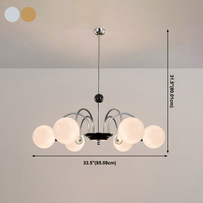 Contemporary Style Spherical Shape Chandelier Lights Glass Chandelier Lighting in Silver