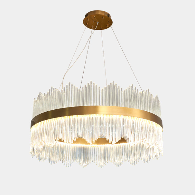 Modern Concise LED Pendant Light Glass Circular Chandelier for Living Room