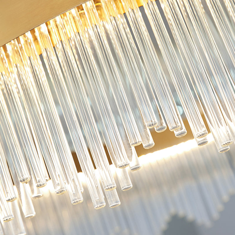 Modern Concise LED Pendant Light Glass Circular Chandelier for Living Room