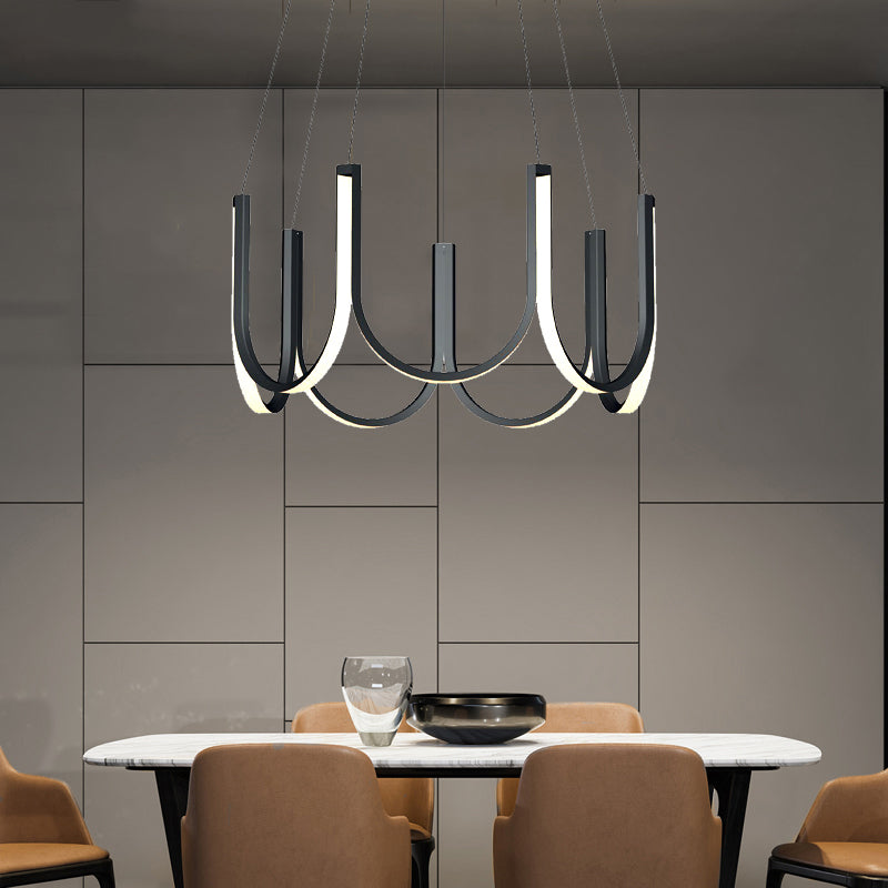 Modern Creative LED Hanging Light Acrylic Linear Chandelier for Dining Room