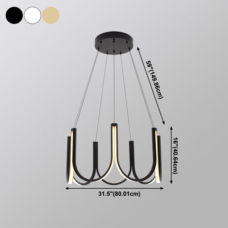Modern Creative LED Hanging Light Acrylic Linear Chandelier for Dining Room