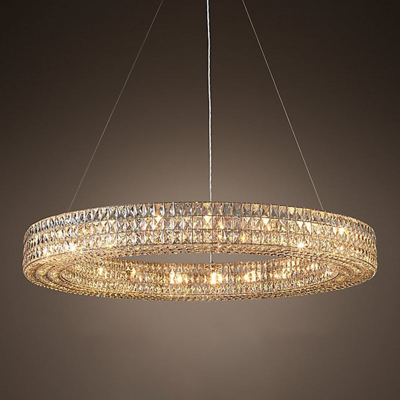 Modern Luxury Hanging Light Crystal Circular Chandelier for Living Room