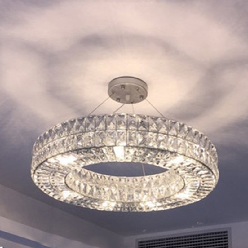 Modern Luxury Hanging Light Crystal Circular Chandelier for Living Room