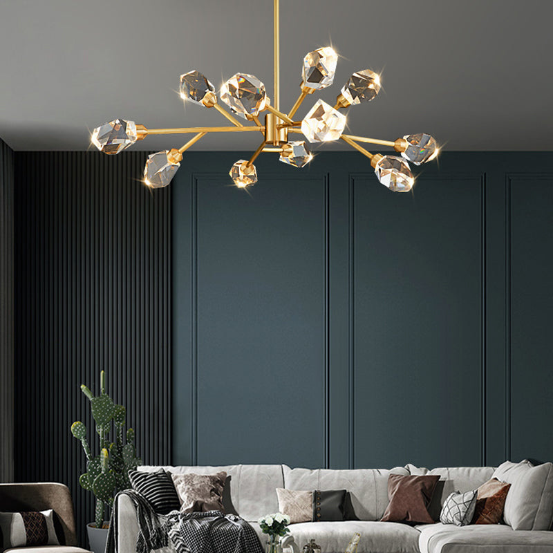 Contemporary Luxury Pendant Light Crystal Geometric Chandelier for Living Room