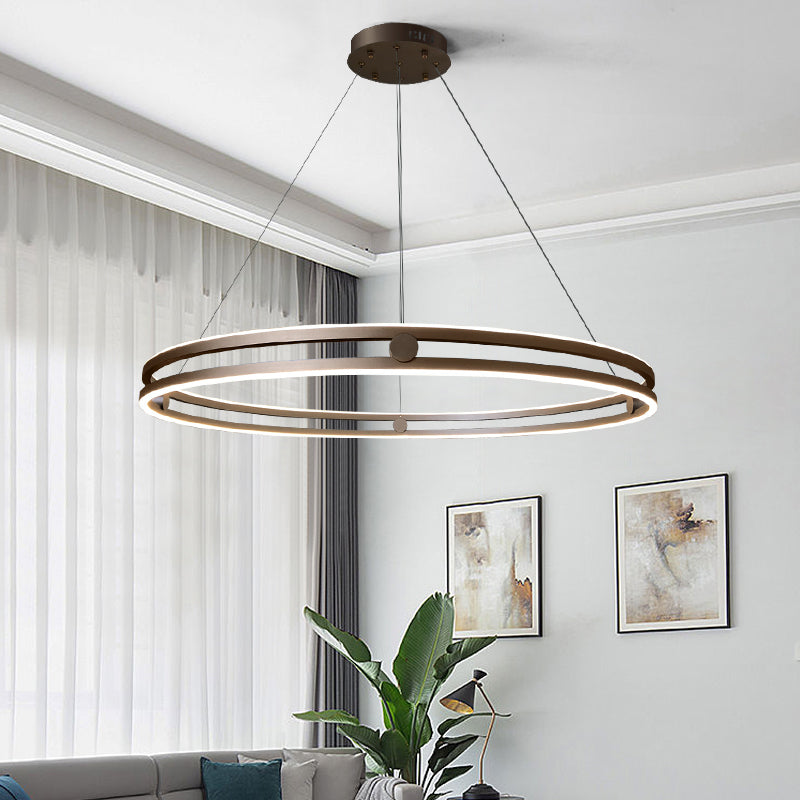 Contemporary Simple LED Hanging Pendant Light Silicone Linear Chandelier for Living Room