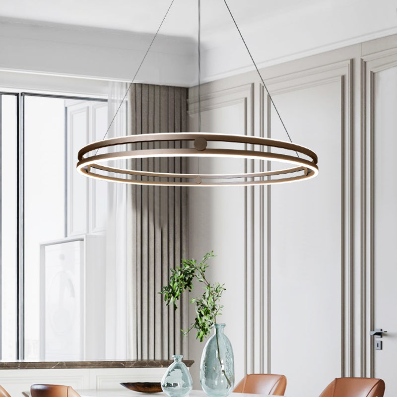 Contemporary Simple LED Hanging Pendant Light Silicone Linear Chandelier for Living Room