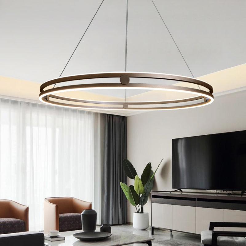 Contemporary Simple LED Hanging Pendant Light Silicone Linear Chandelier for Living Room