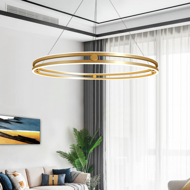 Contemporary Simple LED Hanging Pendant Light Silicone Linear Chandelier for Living Room