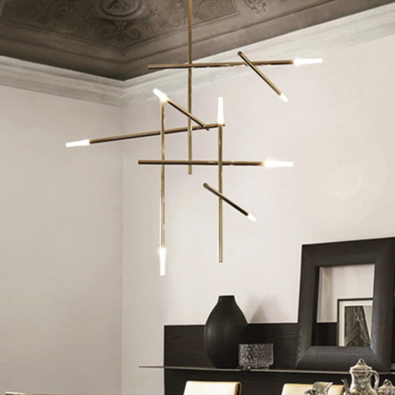 Modern Characteristic LED Pendant Light Plastic Linear Chandelier for Living Room