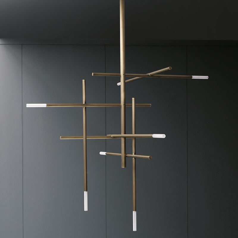 Modern Characteristic LED Pendant Light Plastic Linear Chandelier for Living Room