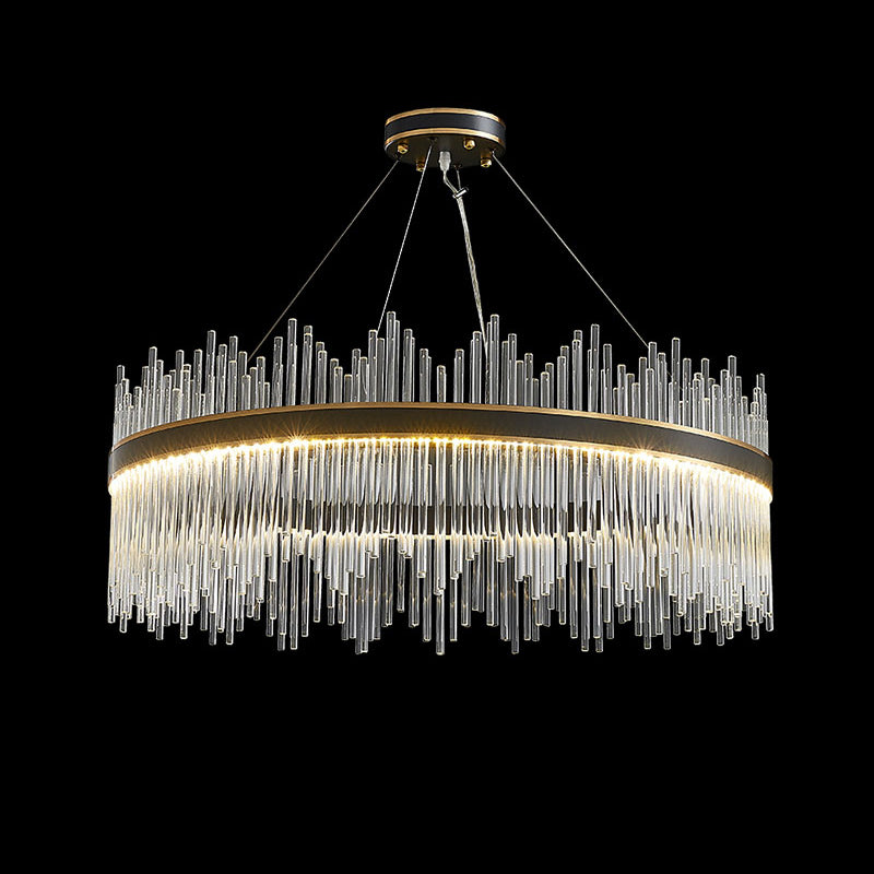Contemporary Nordic LED Hanging Pendant Light Crystal Circular Chandelier for Living Room
