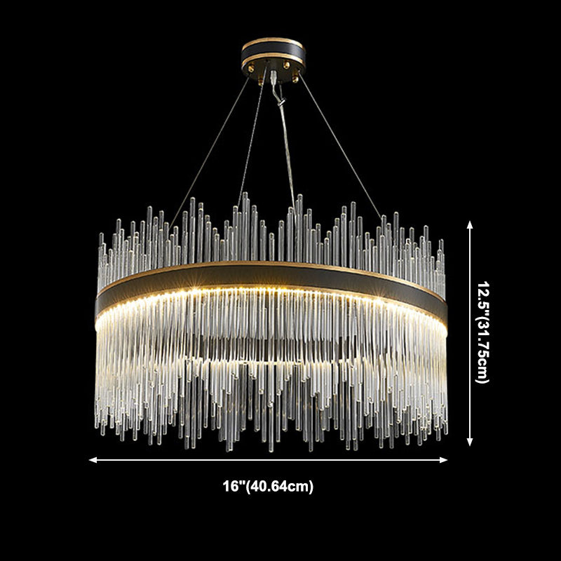 Contemporary Nordic LED Hanging Pendant Light Crystal Circular Chandelier for Living Room