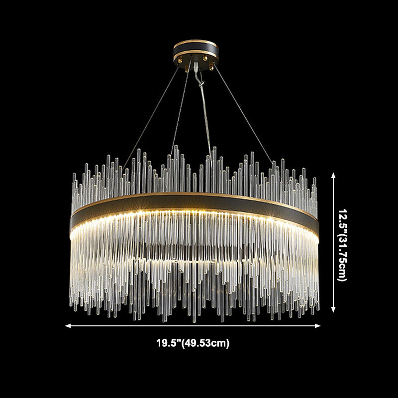 Contemporary Nordic LED Hanging Pendant Light Crystal Circular Chandelier for Living Room