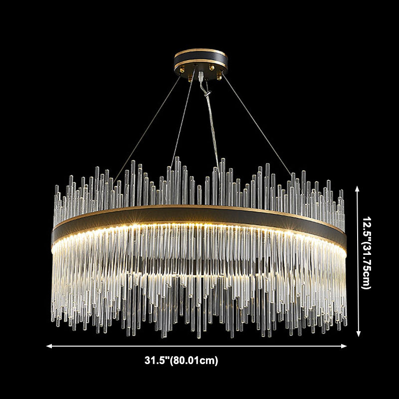 Contemporary Nordic LED Hanging Pendant Light Crystal Circular Chandelier for Living Room