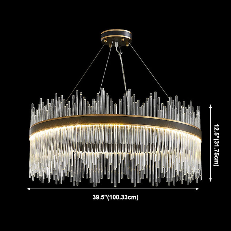 Contemporary Nordic LED Hanging Pendant Light Crystal Circular Chandelier for Living Room