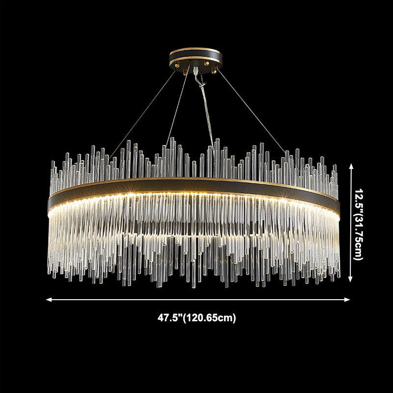 Contemporary Nordic LED Hanging Pendant Light Crystal Circular Chandelier for Living Room