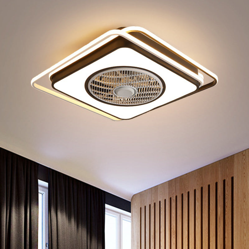 21,5 "W Acrylquadrathänge Lüfter Lampe Moderne Wohnzimmer LED Semi Flush Leuchte in Schwarz