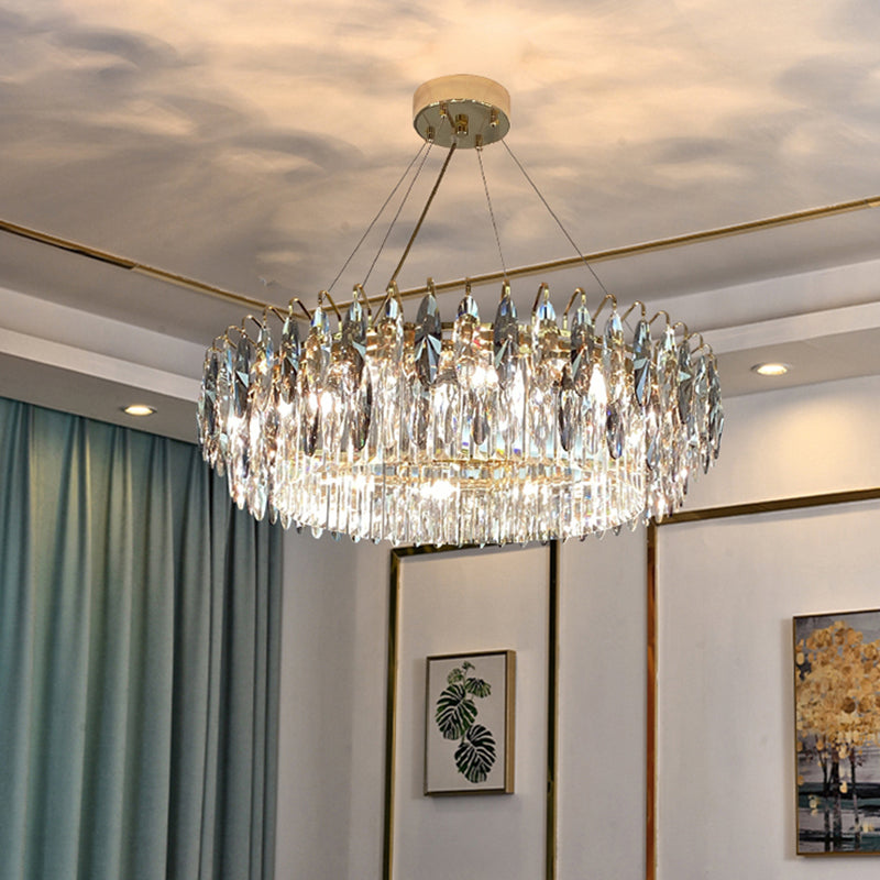 Contemporary Style Geometry Shape Chandelier Lights 6 Light Crystal Hanging Lights