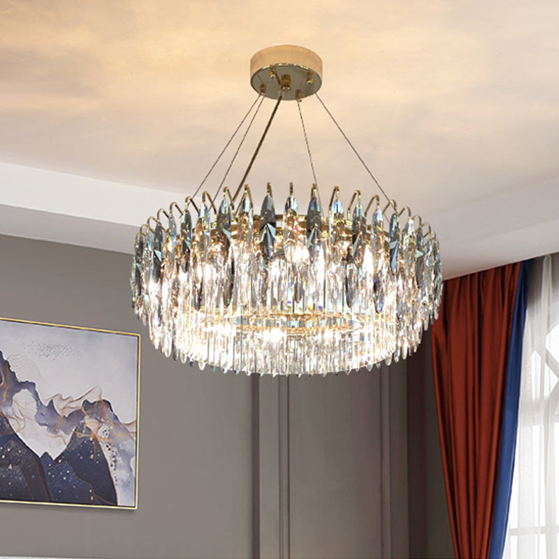 Contemporary Style Geometry Shape Chandelier Lights 6 Light Crystal Hanging Lights