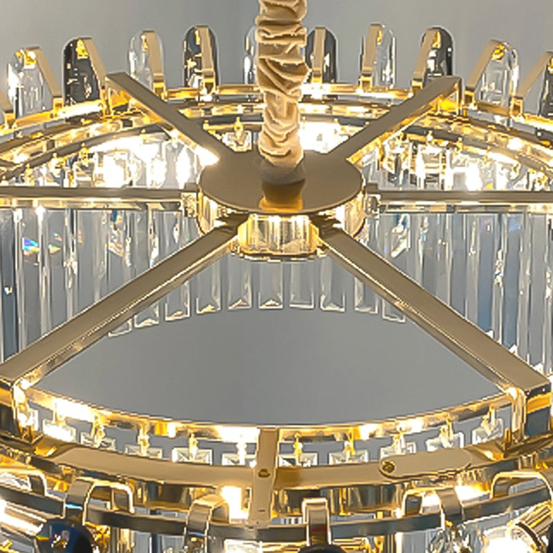 Contemporary Style Geometry Shape Chandelier Lights 6 Light Crystal Hanging Lights