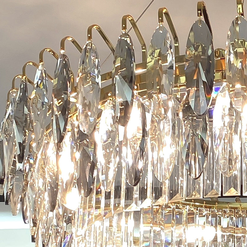 Contemporary Style Geometry Shape Chandelier Lights 6 Light Crystal Hanging Lights