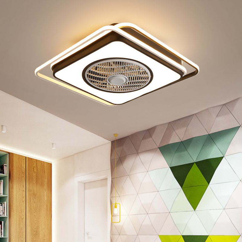 21,5 "W Acrylquadrathänge Lüfter Lampe Moderne Wohnzimmer LED Semi Flush Leuchte in Schwarz