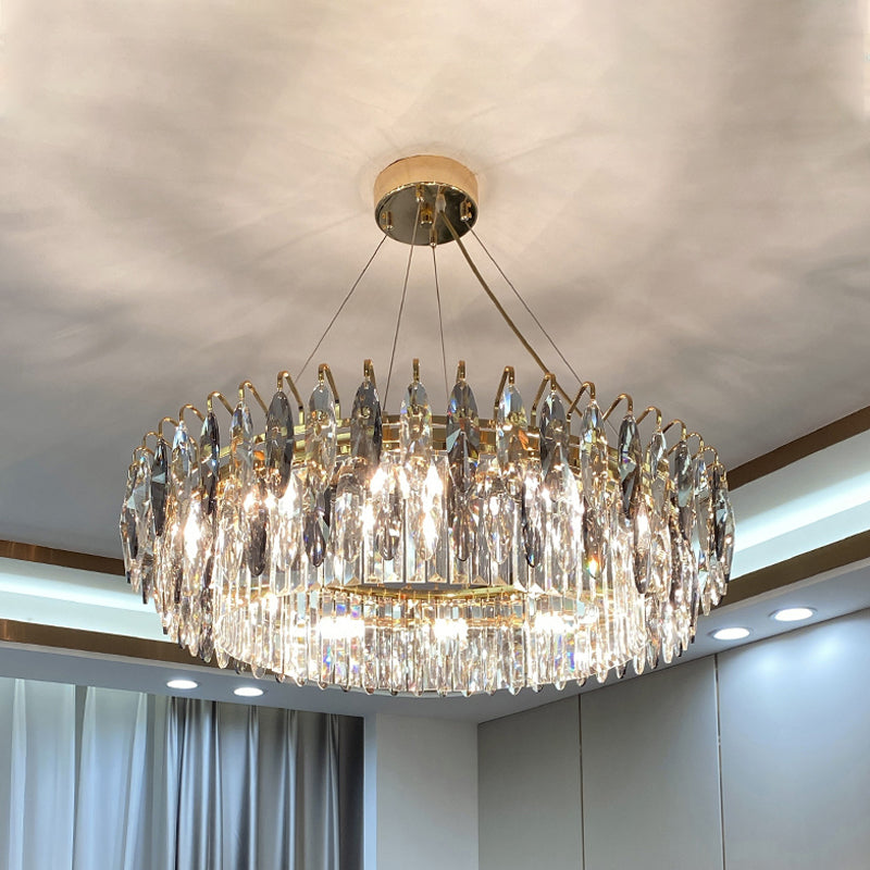 Contemporary Style Geometry Shape Chandelier Lights 6 Light Crystal Hanging Lights