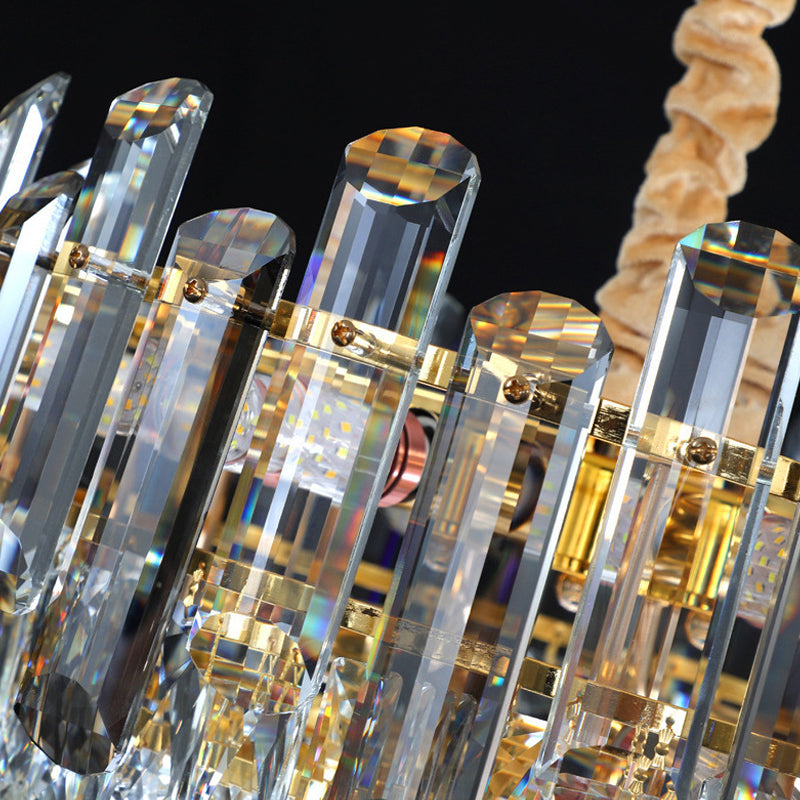 Eigentijdse stijl geometrie vorm kroonluchter lichten kristallen hangende lichten