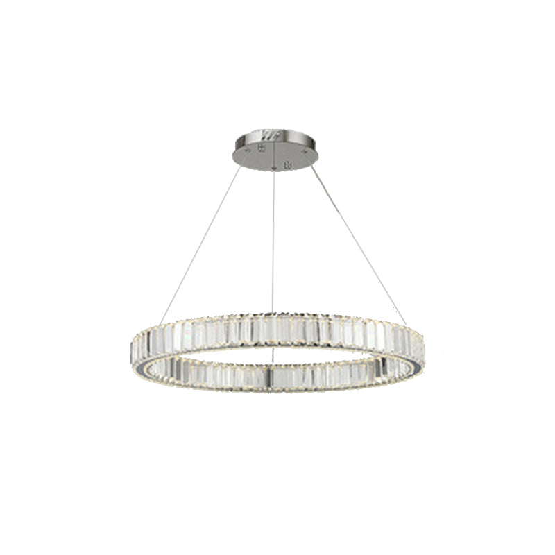 Modern Simple LED Chandelier Crystal Circular Pendant Light for Bedroom