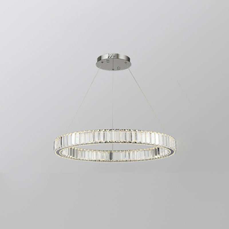 Modern Simple LED Chandelier Crystal Circular Pendant Light for Bedroom