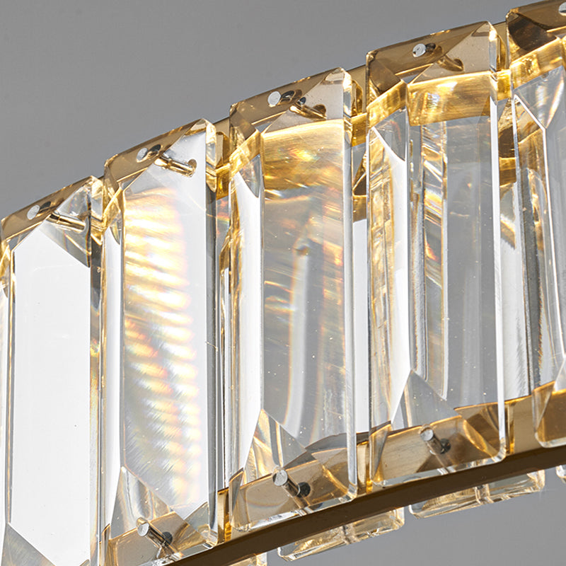 Modern Simple LED Chandelier Crystal Circular Pendant Light for Bedroom