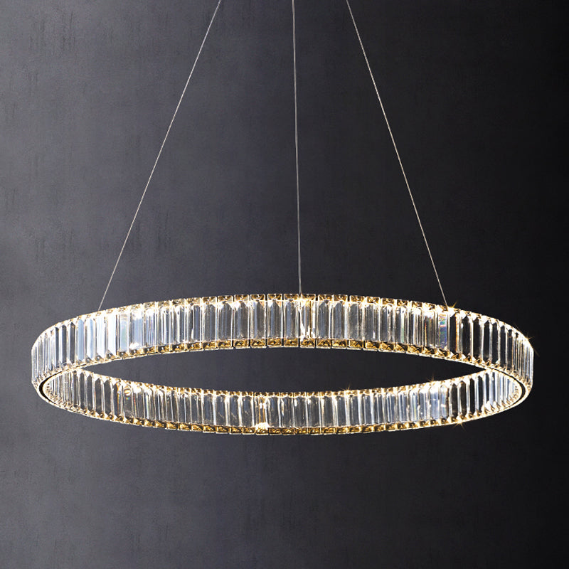 Modern Simple LED Chandelier Crystal Circular Pendant Light for Bedroom
